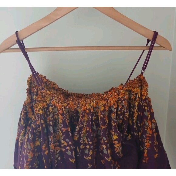Free People Instant Crush Camisole Crop Top Size Small Burgundy Floral Tank - Picture 7 of 10